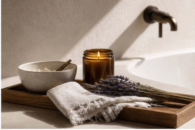 Taca z elementami domowego spa
